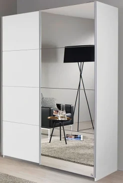 QUARTIER Kleiderschrank SUBITO 136 x 61 cm Spiegelglas/NB weiß