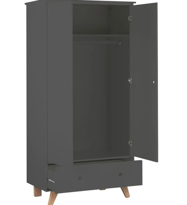 Kinder Kleiderschrank TIPI 95 x 190 x 50 cm grau