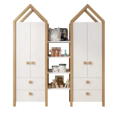 Kinder Kleiderschrank-Set BEACH 3-teilig Kiefer weiß/ Abs. Birke