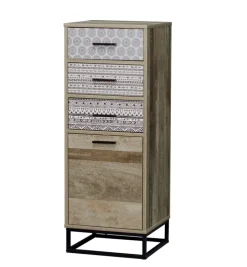 Kommode 39,5 x 106 cm natur/Dekorfolie grau gemustert