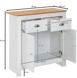 Kommode 79 x 81 cm weiß/ braun