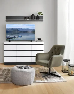 Kommode AMALIA 161x93 cm Alpinweiß/Anthrazit