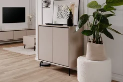 Kommode ARONA 90 x 90 cm sandfarben/schwarz