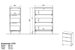 Kommode CALIFORNIA 68 x 98 cm Graphit/ Navarra-Eiche