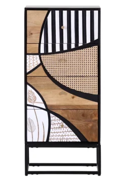 QUARTIER Kommode DAKOTA Mango massiv 110 x 50 x 42 cm gebeizt Mehrfarbig/Schwarz