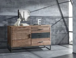 QUARTIER Kommode JOHNSON 40 x 118 x 77 cm Holz Akazie braun/grau