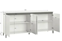 Kommode LUNA 40 x 184 x 84 cm weiß/grau