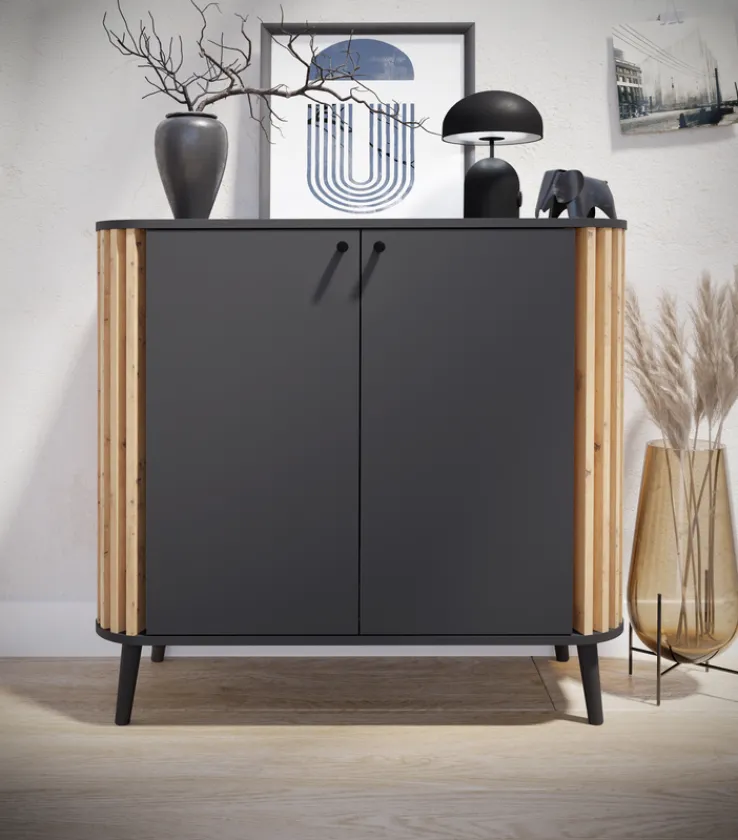 Kommode PURE 92 x 88 cm grau-Dekor/Eiche-Dekor