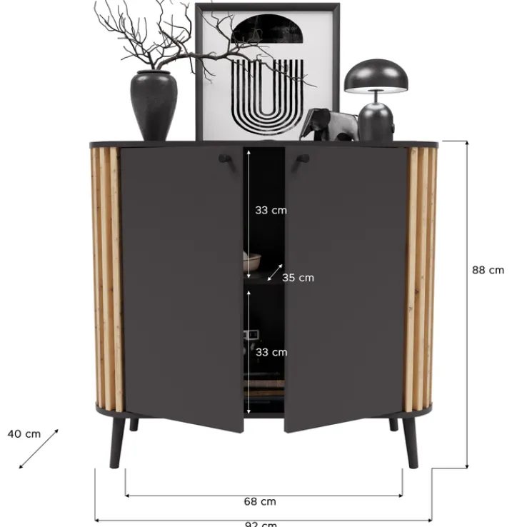 Kommode PURE 92 x 88 cm grau-Dekor/Eiche-Dekor