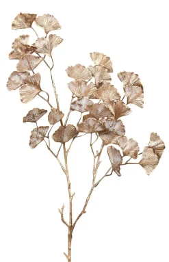 Kunstpflanze Dekozweig Gingko goldfarbig