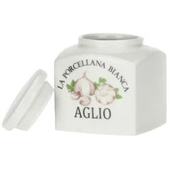 LA PORCELLANA BIANCA Aufbewahrungsdose CONSERVA Aglio 10,5 cm Porzellan weiß