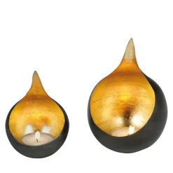 LAMBERT Windlicht CALDERA 20 cm schwarz /goldfarbig