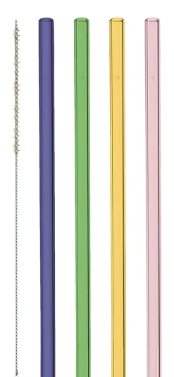 LEONARDO Glastrinkhalme 5-teilig mehrfarbig