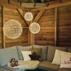 Lichtobjekt LED-Kugel GLOW I Metall Kugelform Ø 28 cm Grau