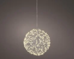 Lichtobjekt LED-Kugel GLOW I Metall Kugelform Ø 28 cm Grau