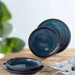 like. Teller flach CRAFTED DENIM 25,7cm blau/ braun