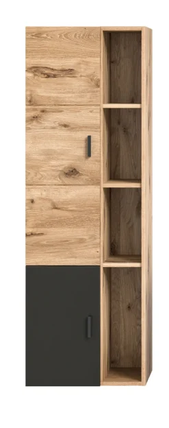 Midischrank GRADO 48 x 144 cm Eiche/ Grau