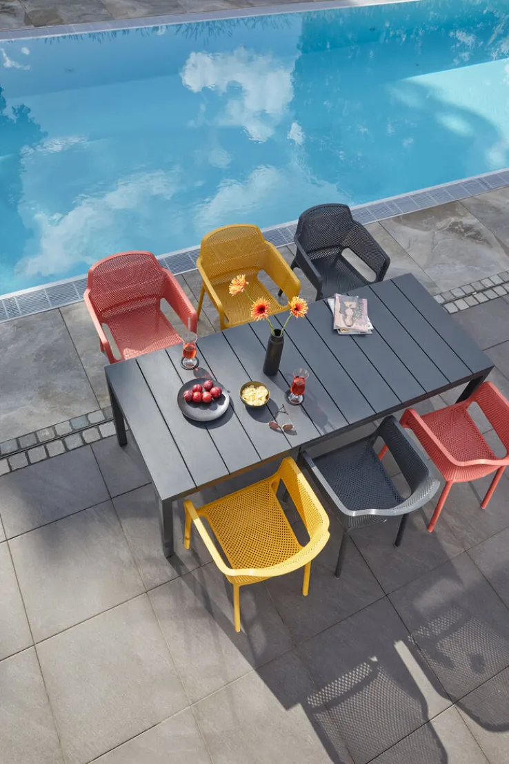 NARDI Dining Gartentisch RIO 140-210 x 85 cm anthrazit