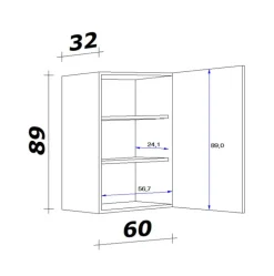 QUARTIER Oberschrank MEGGIE 60 x 89 x 32 cm weiß