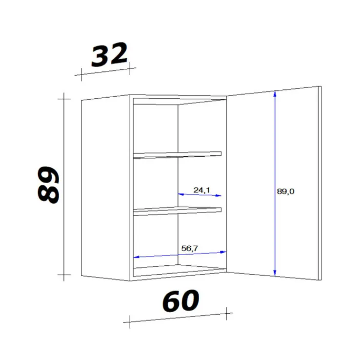 QUARTIER Oberschrank MEGGIE 60 x 89 x 32 cm weiß