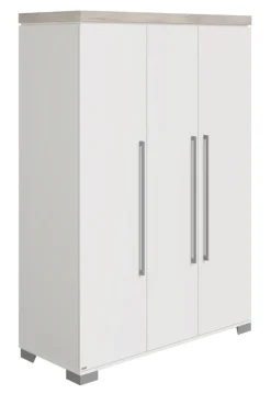 Kinder PAIDI Kleiderschrank KIRA 3-türig Kreideweiß/ Eiche-Nautik