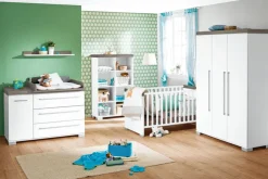 Kinder PAIDI Kleiderschrank KIRA 3-türig Kreideweiß/ Eiche-Nautik