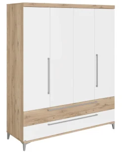 Kinder PAIDI Kleiderschrank REMO Bordeaux-Eiche/ Kreideweiß