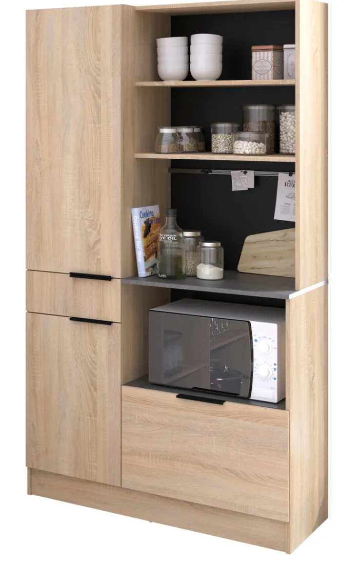 Parisot Buffet-Schrank Fumay 100 x 186 cm Eiche Dekor/ schwarz