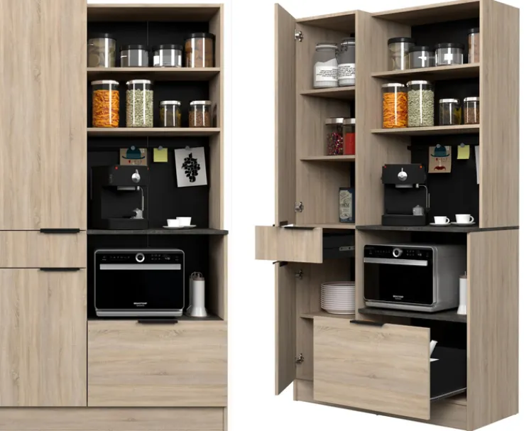 Parisot Buffet-Schrank Fumay 100 x 186 cm Eiche Dekor/ schwarz