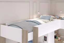 Kinder Parisot Eck-Hochbett ALEX braun/ weiß