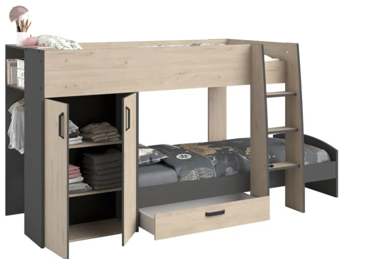 Kinder Parisot Etagenbett STIM 2 braun/grau