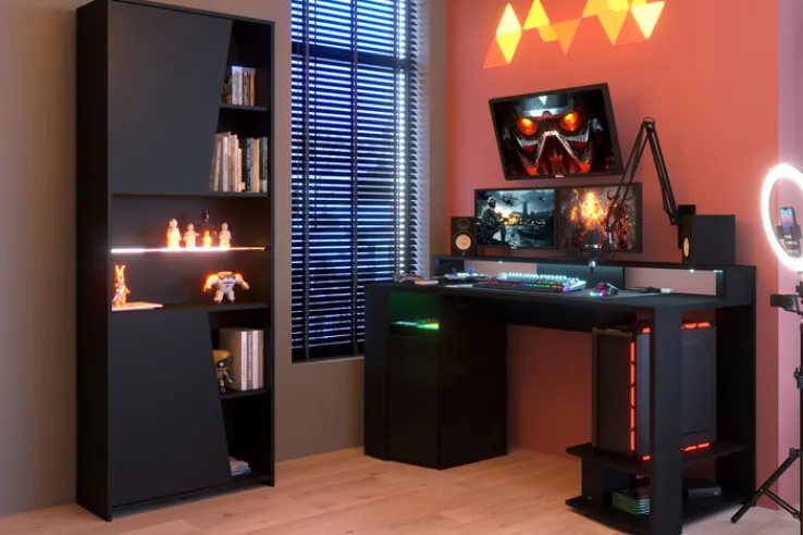 Parisot Gamertisch und Regal mit LED Beleuchtung schwarz