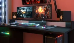 Parisot Gamertisch und Regal mit LED Beleuchtung schwarz