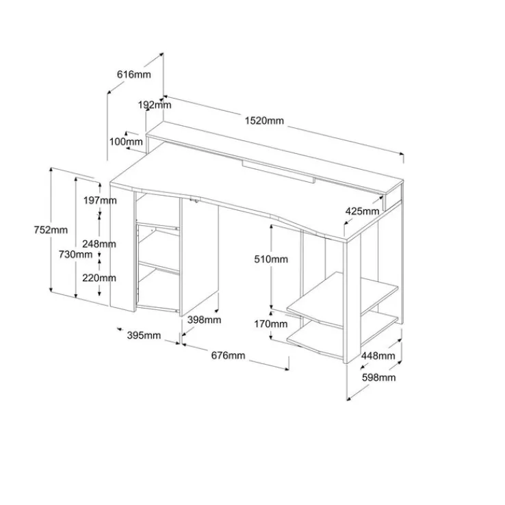 Parisot Gamertisch und Regale mit LED Beleuchtung schwarz
