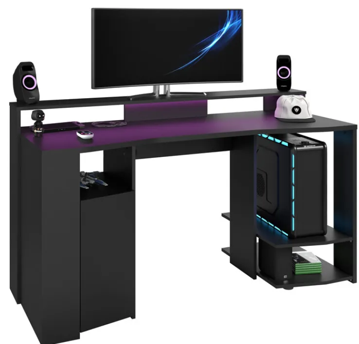 Parisot Gamertisch und Regale mit LED Beleuchtung schwarz