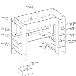 Kinder Parisot Gaming-Hochbett mit LED Beleuchtung schwarz