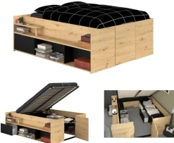 Kinder Parisot Halbhohes Hochbett TRAVEL braun/schwarz