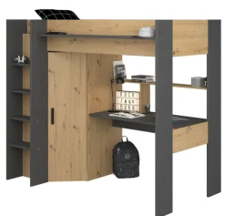 Kinder Parisot Hochbett HEAVY 1 braun/schwarz