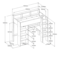 Kinder Parisot Hochbett SHELTER 11 braun/ weiß