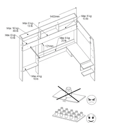 Kinder Parisot Hochbett SHELTER 11 braun/ weiß