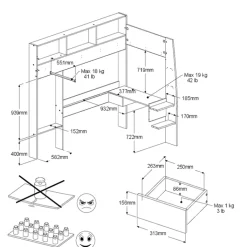 Kinder Parisot Hochbett SHELTER 11 braun/ weiß