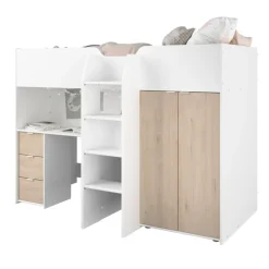 Kinder Parisot Hochbett TOM 1 weiß / braun