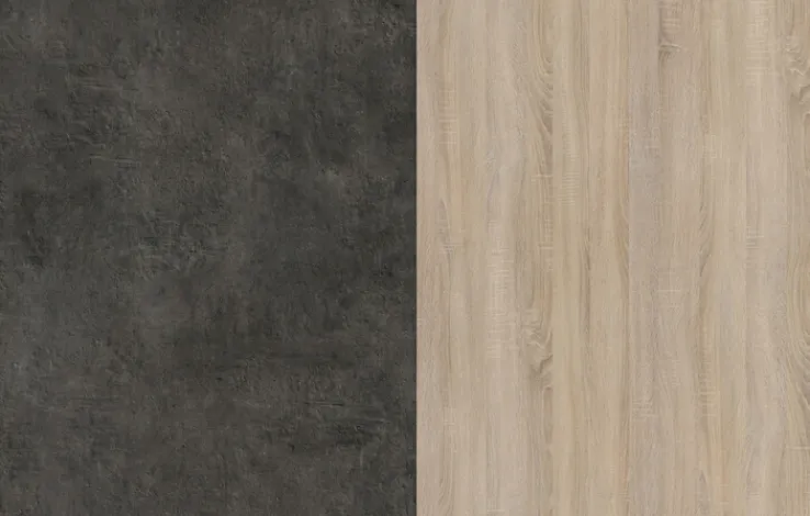 Parisot Küche mit Buffet FUMAY 21 Eiche/Beton-Optik ca. 300 x 186 x 60 cm