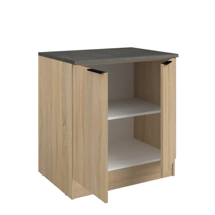 Parisot Küche mit Buffet FUMAY 21 Eiche/Beton-Optik ca. 300 x 186 x 60 cm