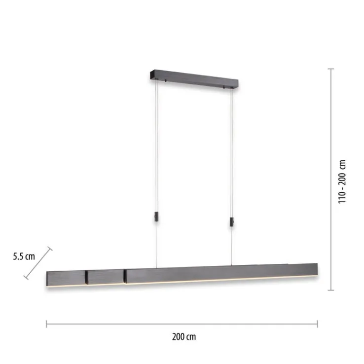 Paul Neuhaus LED Balkenpendel PURE-MOTO grau eloxiert