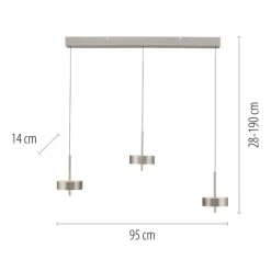 Paul Neuhaus LED Balkenpendel Q-ROTATE 3-flg Nickelfarbig