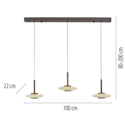 Paul Neuhaus LED Balkenpendel PURE VITRUM 3-flg braun