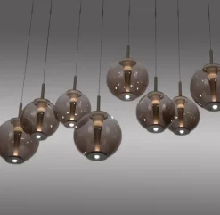 Paul Neuhaus LED Balkenpendel PURE E-INFINITY Glas Aluminium 198 x 35 x 180 cm Broncefarbig/Rauchfarbig