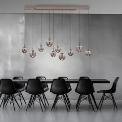 Paul Neuhaus LED Balkenpendel PURE E-INFINITY Glas Aluminium 198 x 35 x 180 cm Broncefarbig/Rauchfarbig