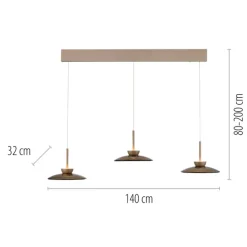 Paul Neuhaus LED Balkenpendel PURE MOON 3-flg bronze